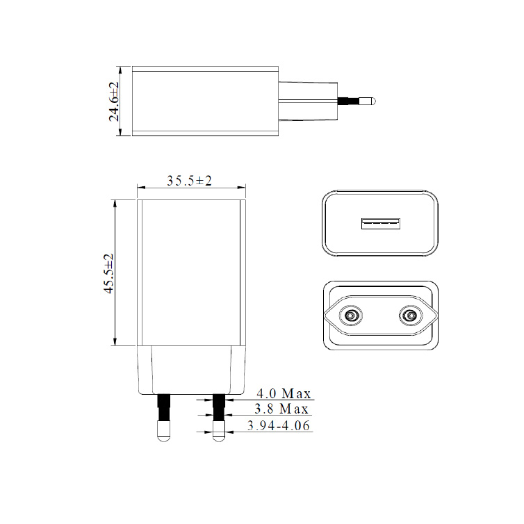 Mobile-USB-ṣaja-EU-plug