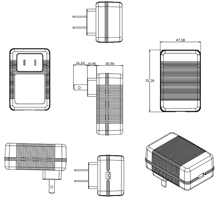 Usona-ŝtopilo-24W-potenca-adaptilo-